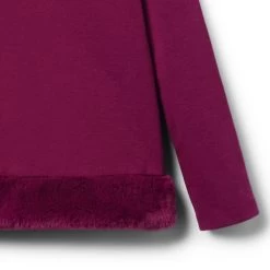 Faux Fur Trim Ponte Top Burgundy -Fashionable Kids Shop 100048032 alt2 JJ