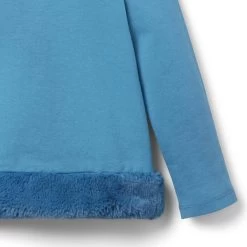 Faux Fur Trim Ponte Top Winter Blue -Fashionable Kids Shop 100048033 alt2 JJ