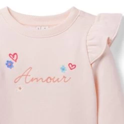 Amour Ruffle Shoulder Sweatshirt Dollface Pink -Fashionable Kids Shop 100048113 alt2 JJ