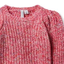 Marled Puff Sleeve Sweater Wildberry -Fashionable Kids Shop 100048129 alt2 JJ