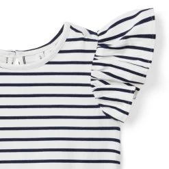 Striped Flutter Sleeve Jersey Top Merchant Marine Stripe -Fashionable Kids Shop 100048340 alt1 JJ