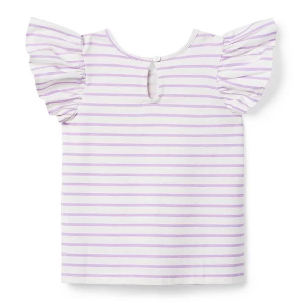 Striped Flutter Sleeve Jersey Top Pixie Purple Stripe 2 Striped Flutter Sleeve Jersey Top Pixie Purple Stripe - Image 2