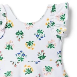 Floral Ruffle Ponte Dress White Floral 6 Floral Ruffle Ponte Dress White Floral -Fashionable Kids Shop 100048367 alt1 JJ