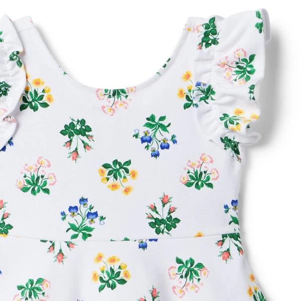 Floral Ruffle Ponte Dress White Floral 3 Floral Ruffle Ponte Dress White Floral - Image 3