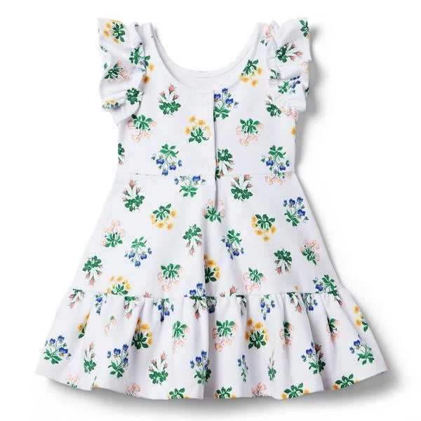 Floral Ruffle Ponte Dress White Floral 2 Floral Ruffle Ponte Dress White Floral - Image 2