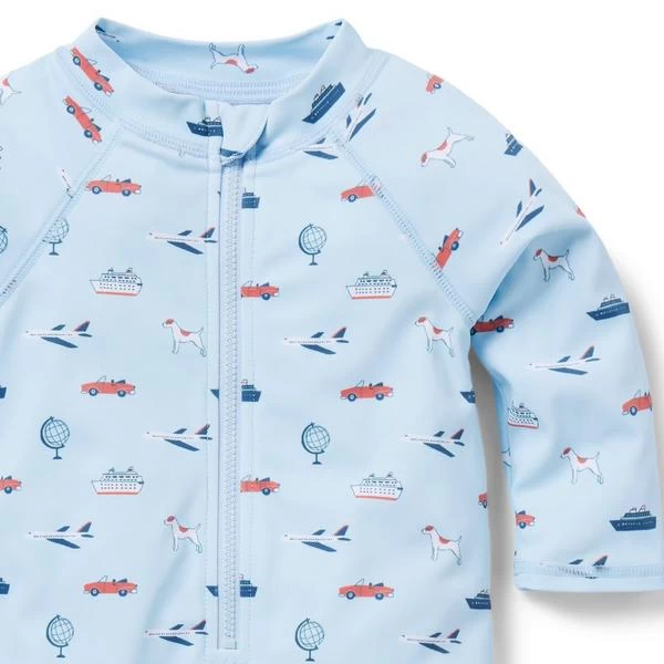 Baby Around The Globe Rash Guard Swimsuit Beau Blue Around The Globe 4 Baby Around The Globe Rash Guard Swimsuit Beau Blue Around The Globe - Image 4