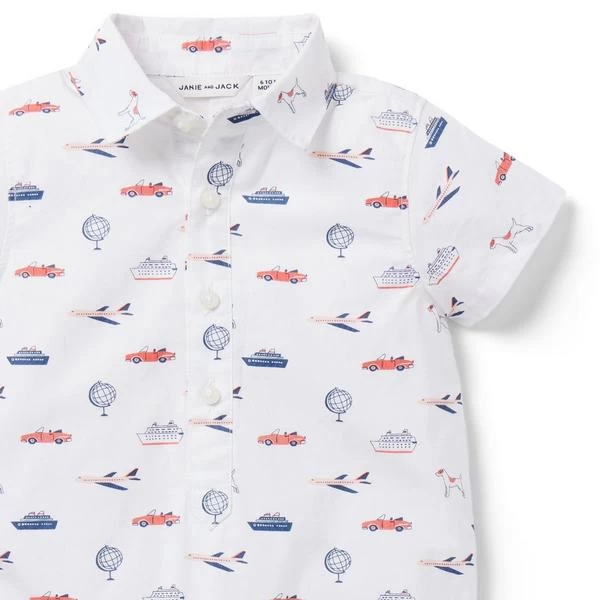 The Around The Globe Poplin Baby Romper White Around The Globe 4 The Around The Globe Poplin Baby Romper White Around The Globe - Image 4