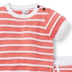 Baby Striped Sweater Matching Set Relaxed Red Stripe -Fashionable Kids Shop 100048410 alt2 JJ