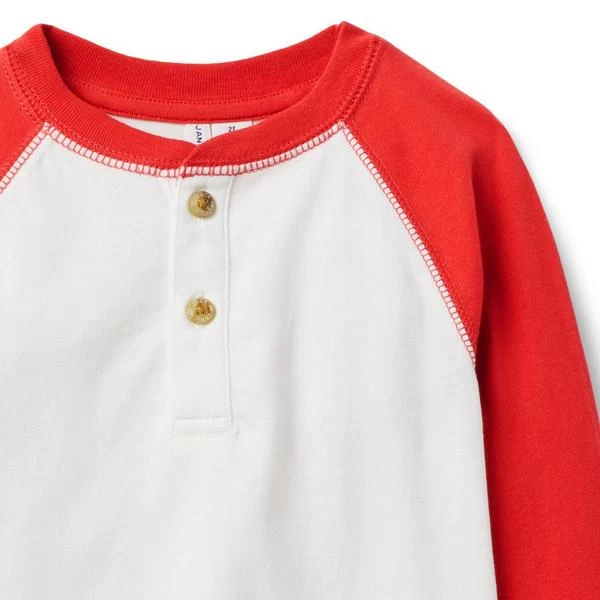 Henley Baseball Tee Urgent Red 3 Henley Baseball Tee Urgent Red - Image 3
