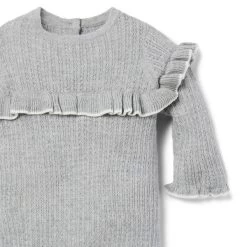 Baby Pointelle One-Piece Classic Grey Heather -Fashionable Kids Shop 100048439 alt1 JJ