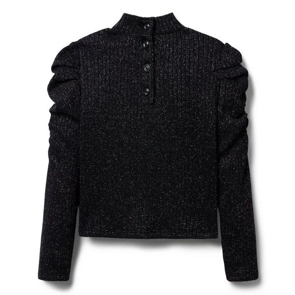 Sparkle Ribbed Puff Sleeve Top JJ Black 2 Sparkle Ribbed Puff Sleeve Top JJ Black - Image 2