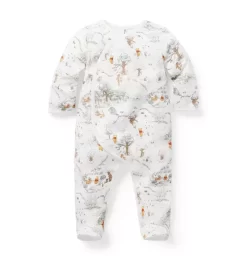 Disney Winnie The Pooh Baby Footed Wrap One-Piece Jet Ivory Toile