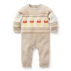 Disney Winnie The Pooh Baby Sweater One-Piece Tan Heather Fair Isle