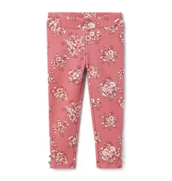 Floral Button Cuff Ponte Pant Mauvewood Floral
