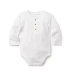 Baby Henley Bodysuit Jet Ivory