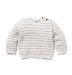 Baby Striped Sweater Fluffy Bunny Heather Stripe
