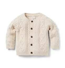 Baby Cable Knit Cardigan Fluffy Bunny Heather