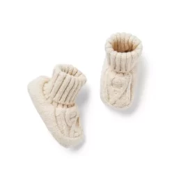 Baby Cable Knit Sweater Bootie Fluffy Bunny Heather