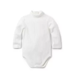 Baby Ribbed Turtleneck Bodysuit Jet Ivory