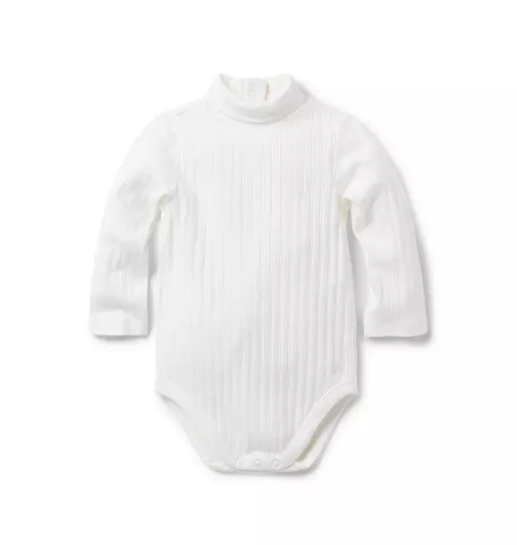 Baby Ribbed Turtleneck Bodysuit Jet Ivory 1 Baby Ribbed Turtleneck Bodysuit Jet Ivory