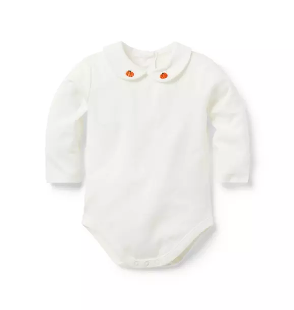 The Pumpkin Collar Baby Bodysuit Jet Ivory 1 The Pumpkin Collar Baby Bodysuit Jet Ivory