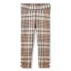 Plaid Button Cuff Ponte Pant Tan Plaid