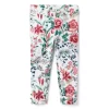 Floral Button Cuff Ponte Pant Jet Ivory Floral