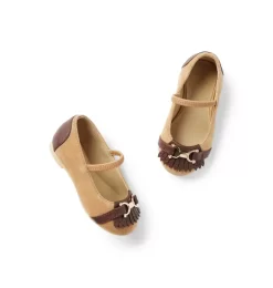 Suede Bridle Bit Ballet Flat Tan