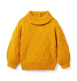 Diamond Cable Knit Sweater Sunflower Yellow