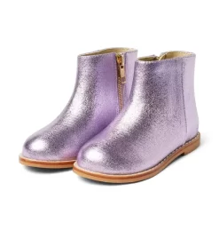 Metallic Side Zip Bootie Lavender