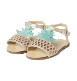 Metallic Pineapple Sandal Gold