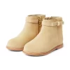Suede Side Zip Ankle Bootie Light Khaki