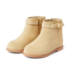 Suede Side Zip Ankle Bootie Light Khaki