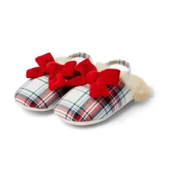 Tartan Bow Slipper Jet Ivory Tartan