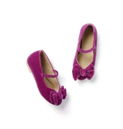 Velvet Bow Ballet Flat Burgundy
