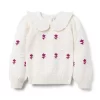 Cable Knit Floral Collared Sweater Ivory Floral