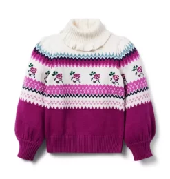 Rose Fair Isle Sweater Burgundy Fair Isle