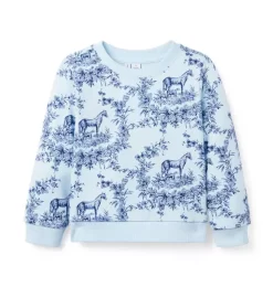 Horse Toile Sweatshirt Blue Ribbon Horse Toile