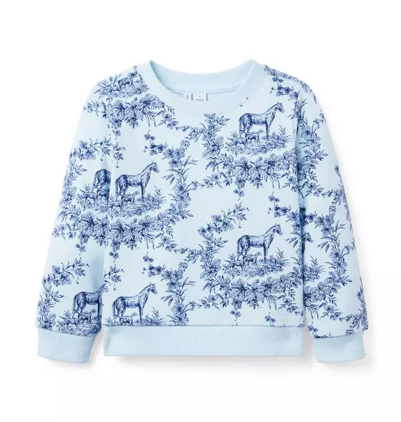 Horse Toile Sweatshirt Blue Ribbon Horse Toile 1 Horse Toile Sweatshirt Blue Ribbon Horse Toile