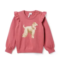 Dog Ruffle Shoulder Sweater Mauvewood