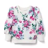 Floral Puff Sleeve Sweatshirt Ivory Floral