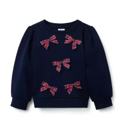 Tartan Bow Sweatshirt Dark Marine