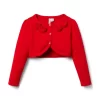 Rosette Cropped Cardigan Holiday Red