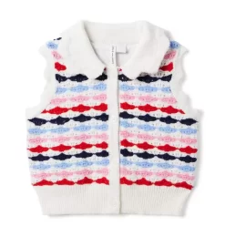 Stripe Crochet Sweater Top Jet Ivory Stripe