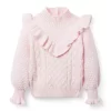 Cable Knit Ruffle Sweater Dollface Pink