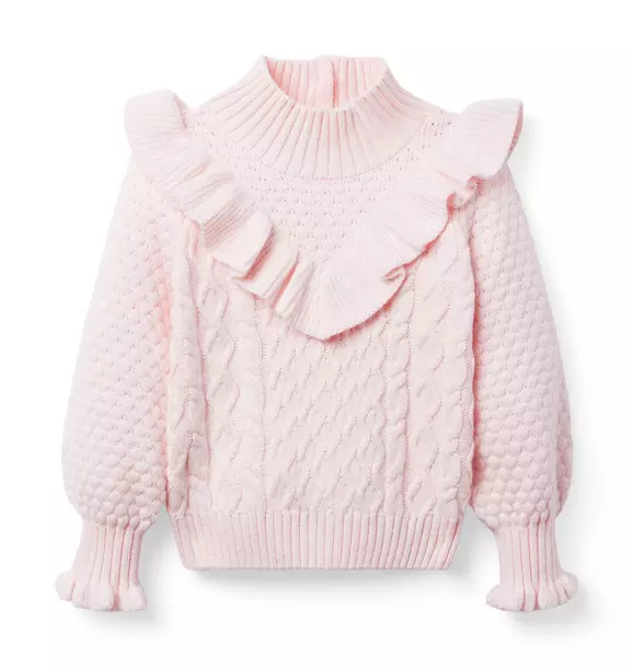 Cable Knit Ruffle Sweater Dollface Pink 1 Cable Knit Ruffle Sweater Dollface Pink