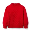 Cable Knit Puff Sleeve Sweater Holiday Red
