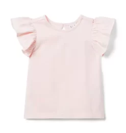 Ruffle Sleeve Jersey Top Hopscotch Pink