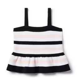 Striped Peplum Cropped Top Hopscotch Pink Stripe