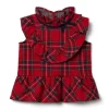Tartan Ruffle Peplum Top Bradbury Red Tartan